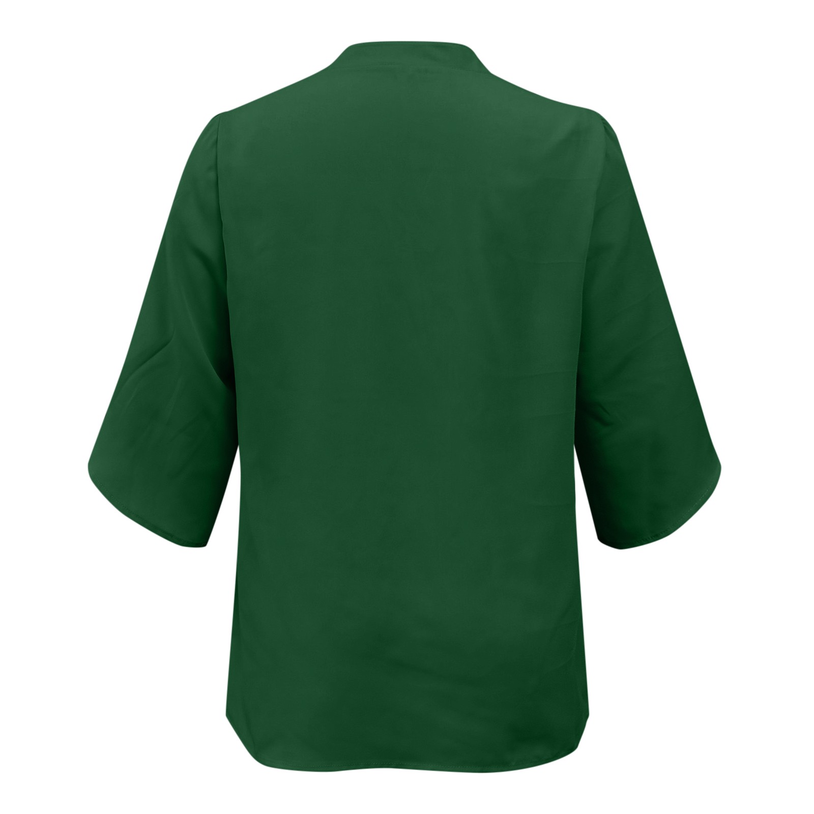 thumbnail image 5 of Nuevos tops de manga petal para mujer: blusa holgada de gasa con cuello en V y detalles plisados, mangas tres cuartos para el trabajo en verano o salidas informales., 5 of 5